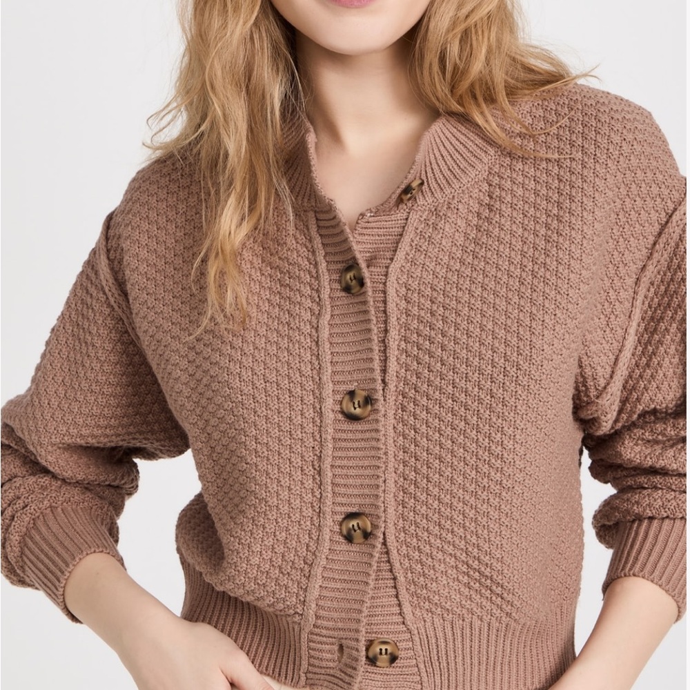 Free People Beach Lila Cardi button up textured knit with ribbed knit in xl.